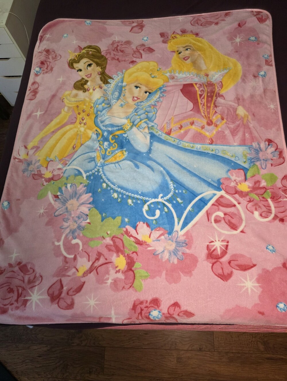 Vintage Disney Princess Fleece Blanket Belle Cinderella Aurora throw